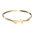 Mode Laser Leere Faden Elastizität Herzschlag Manschette 18 Karat Gold Herz Armband Armreif